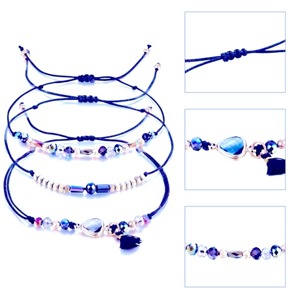 NEW Deep Blue 3Pc Friendship Bracelet Set - Picture 3 of 6